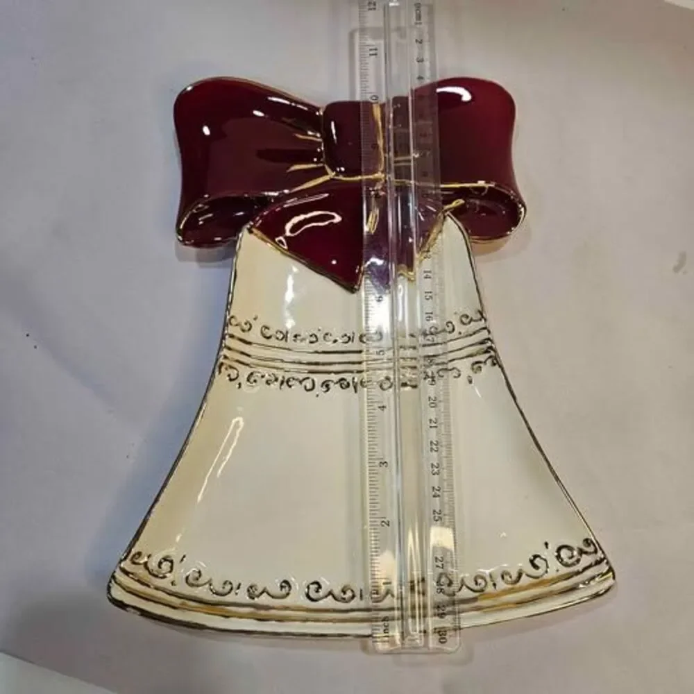 Christmas Bell Dish Red Gold